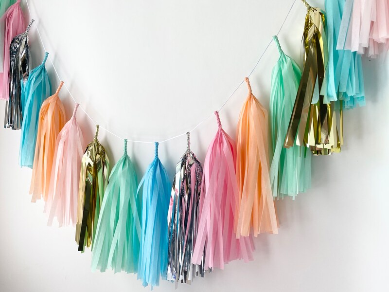 Pastel Dreams Tissue Tassel Garland Pre made Nursery Decor